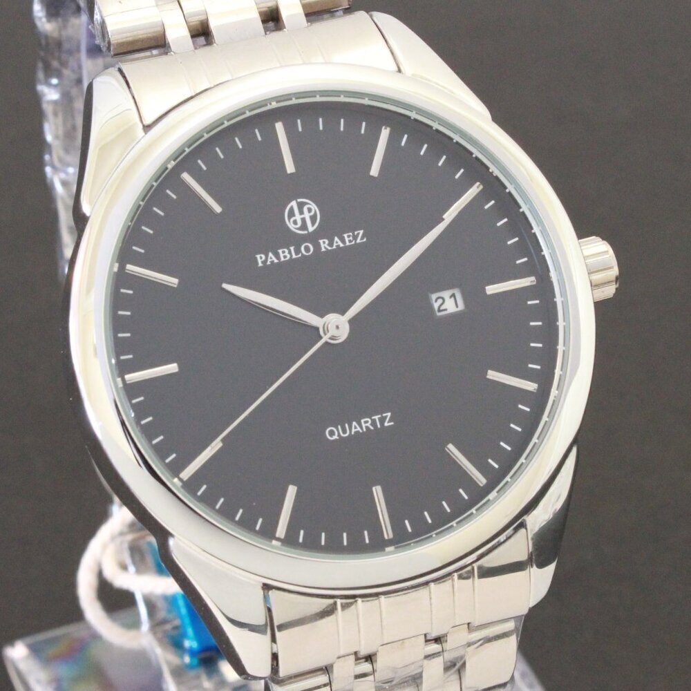 Men's Casual Fashion Watch Silver Tone Butterfly Clasp 40mm - Picture 8 of 12